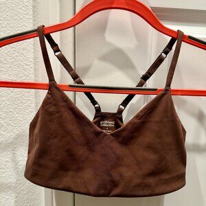 Girlfriend Collective Espresso V Neck Bralette Small